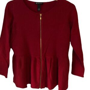 INC Full Zip Peplum Sweater OX